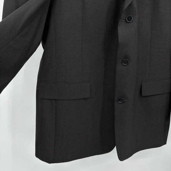 jacket blazer sport coat three button wool micro check brown long 44L - Picture 6 of 10